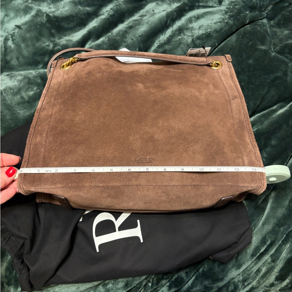 Ralph Lauren Chocolate Brown 2 way Suede Bag NWT - Picture 7 of 12